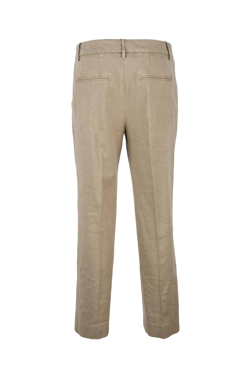 Dondup Pantalone Lino Lyocell Elastan Cono - Grigio