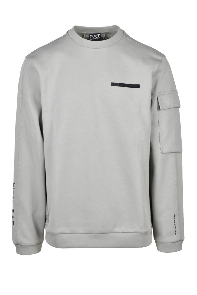 EA7 Emporio Armani Felpa Girocollo Cotone Poliestere - Beige