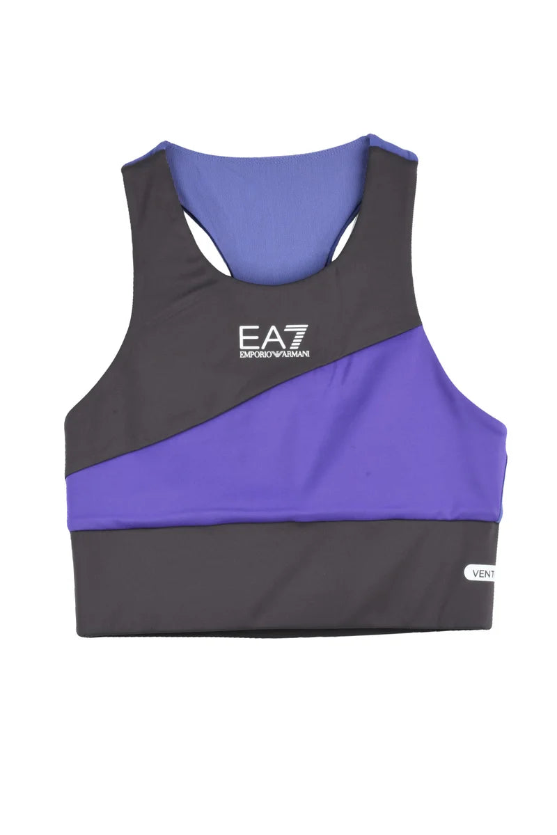 EA7 Emporio Armani Top Sportivo in Poliammide Stretch - Grigio/Viola