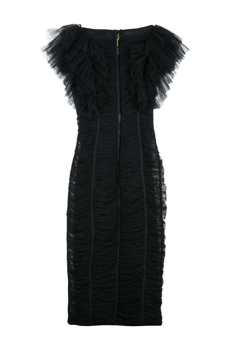 Elisabetta Franchi Abito Longuette Tulle - Nero
