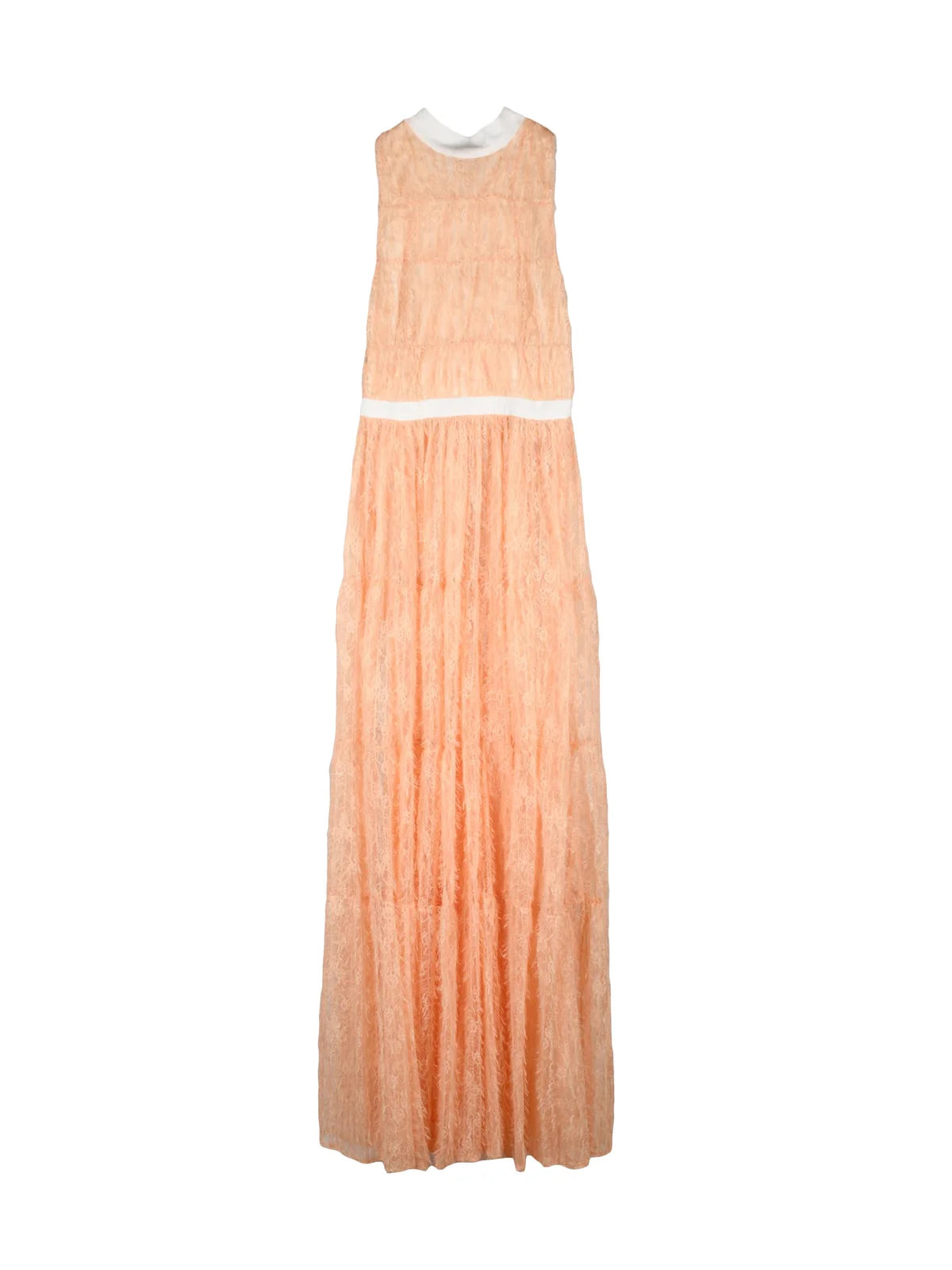 Elisabetta Franchi Flared Transparent Long Dress - Peach
