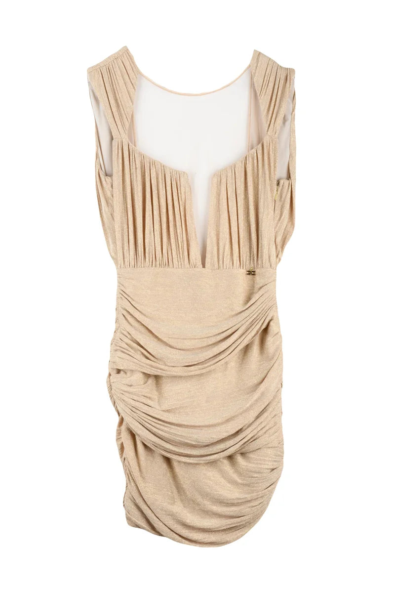 Elisabetta Franchi Mini Abito Lamé Lame - Beige