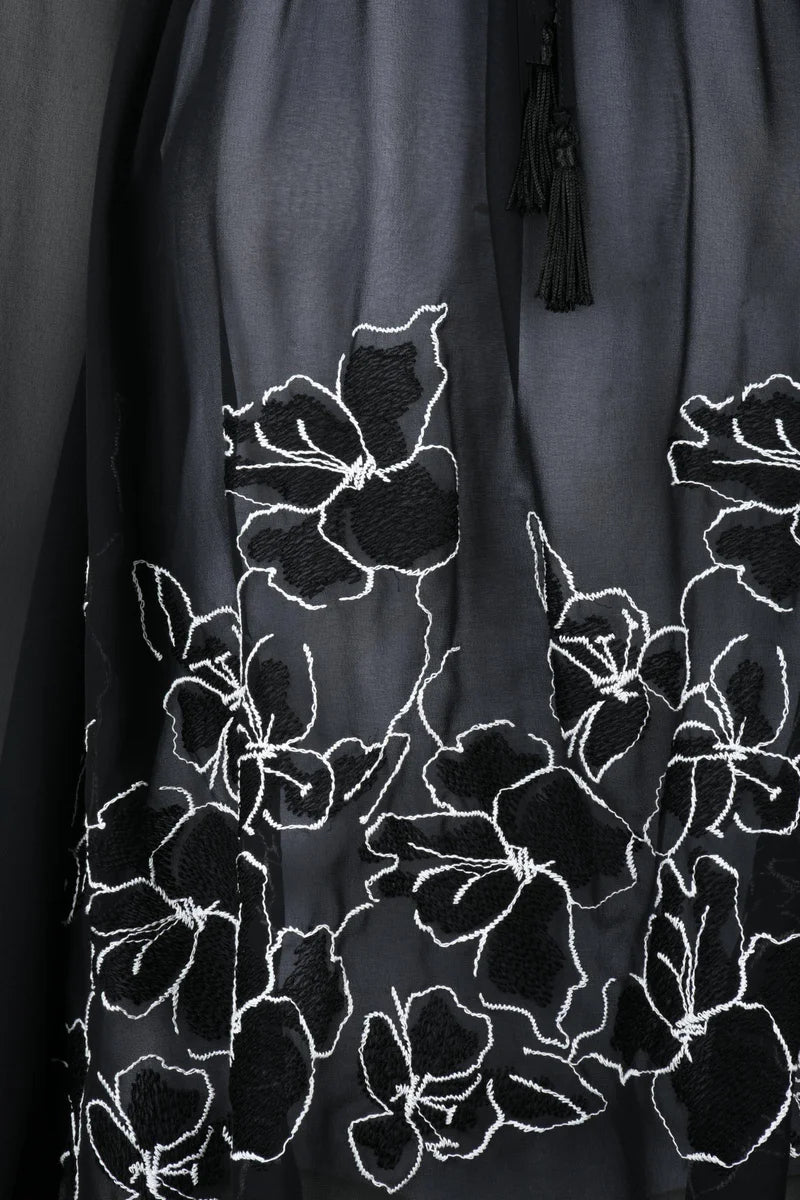 Ermanno Firenze Blusa Voile Maniche a Sbuffo Nero