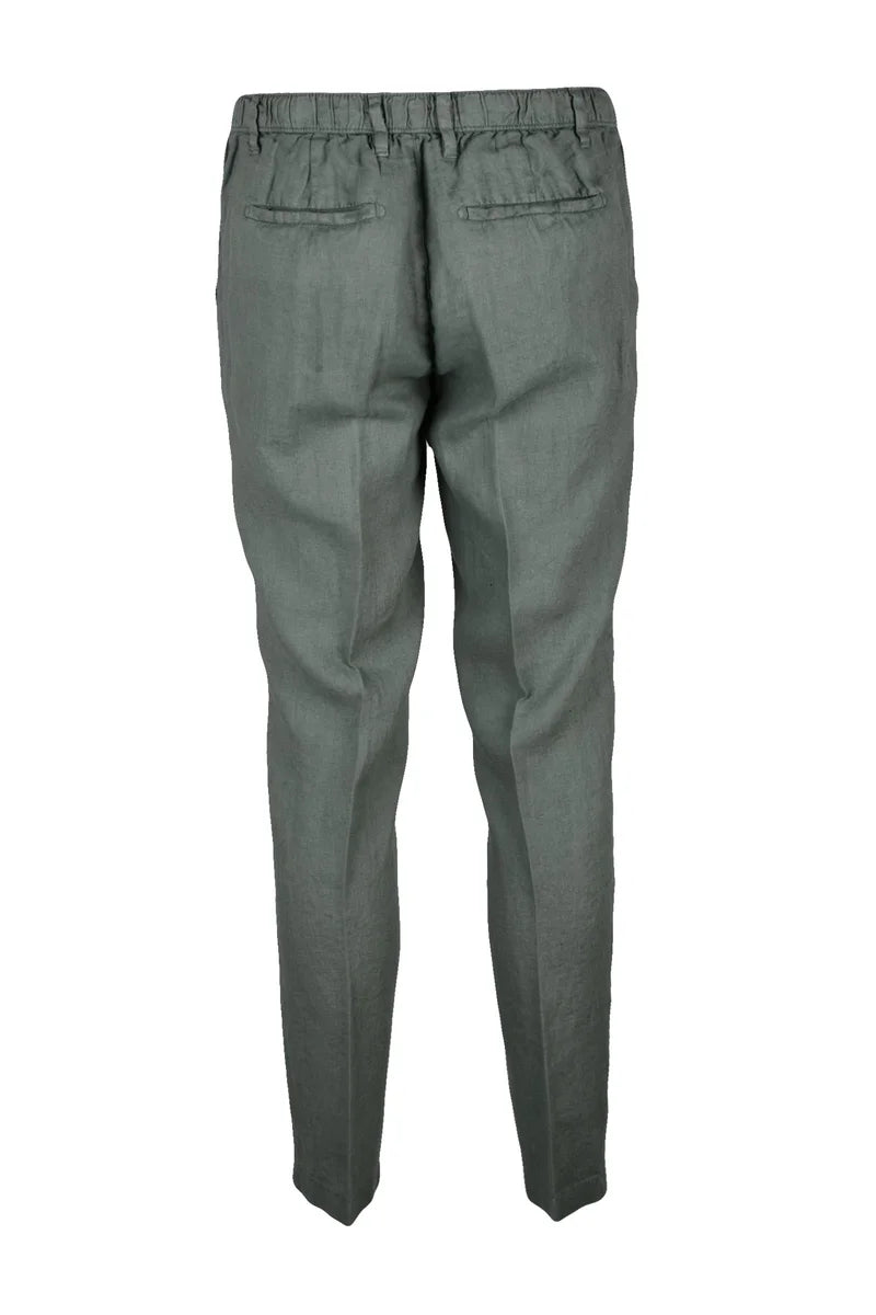 Fama Pantaloni Lino - Verde Salvia