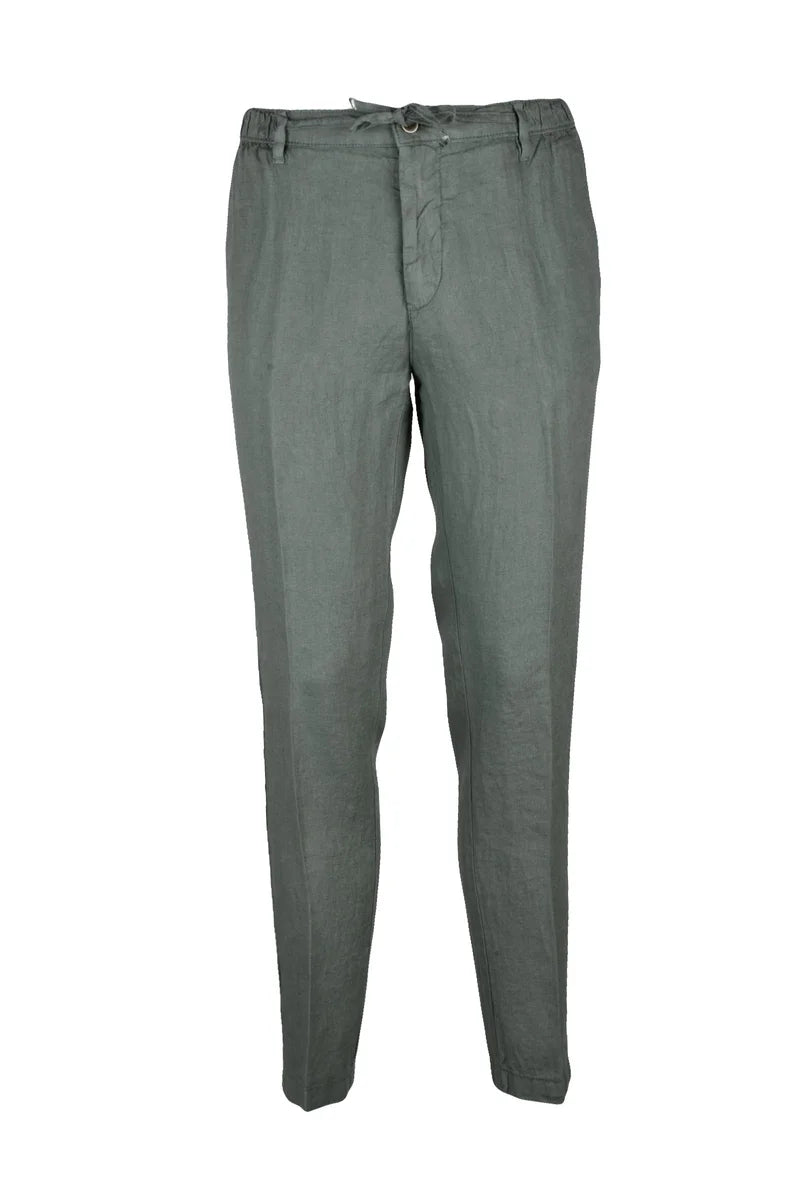 Fama Pantaloni Lino - Verde Salvia