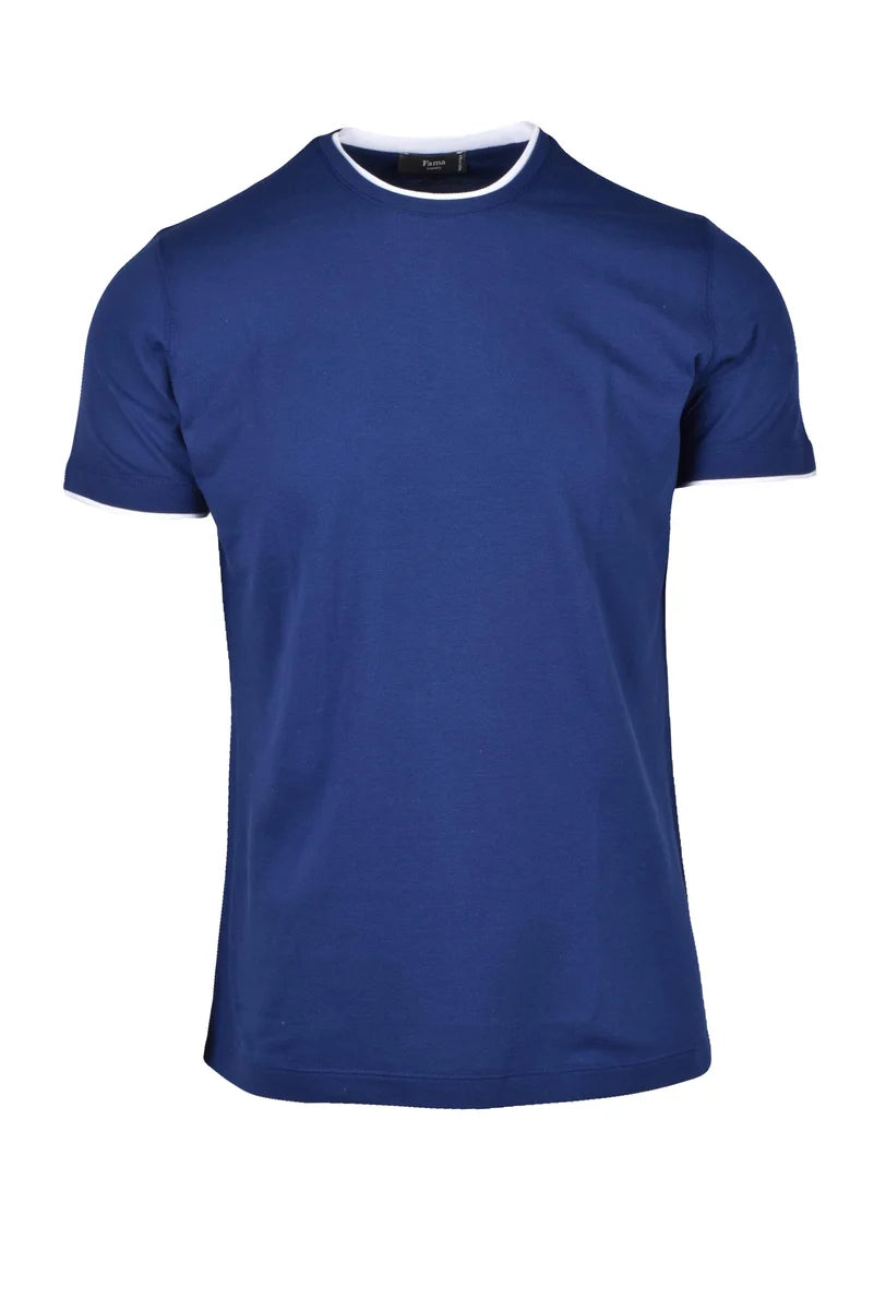 Fama T-shirt Cotone Elasticizzato - Blu