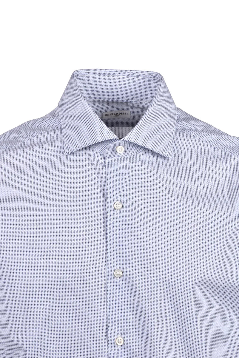 Ghirardelli Camicia in Cotone - Bianco/Blu