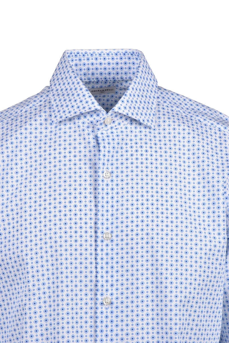 Ghirardelli Camicia in Cotone - Bianco/Blu