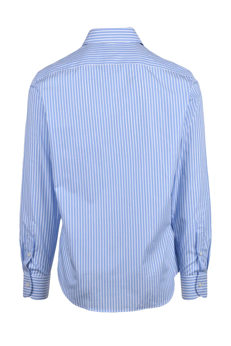 Ghirardelli Camicia in Cotone - Celeste/Bianco