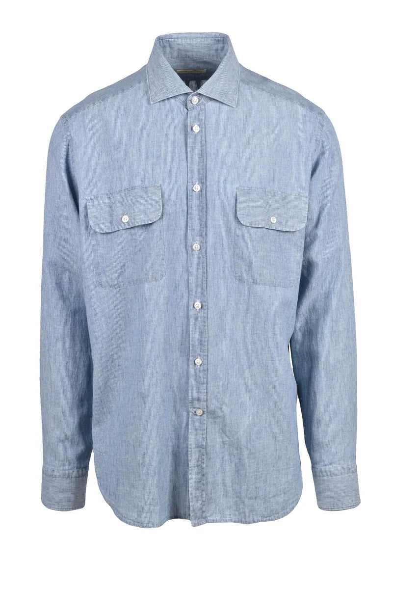 Ghirardelli Camicia Lino Cotone - Denim