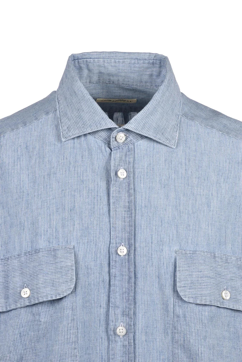 Ghirardelli Camicia Lino Cotone - Denim
