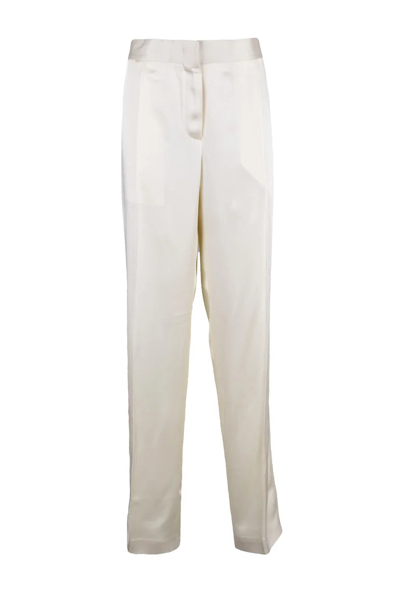Jil Sander Pantaloni Satin Gamba Dritta - Bianco