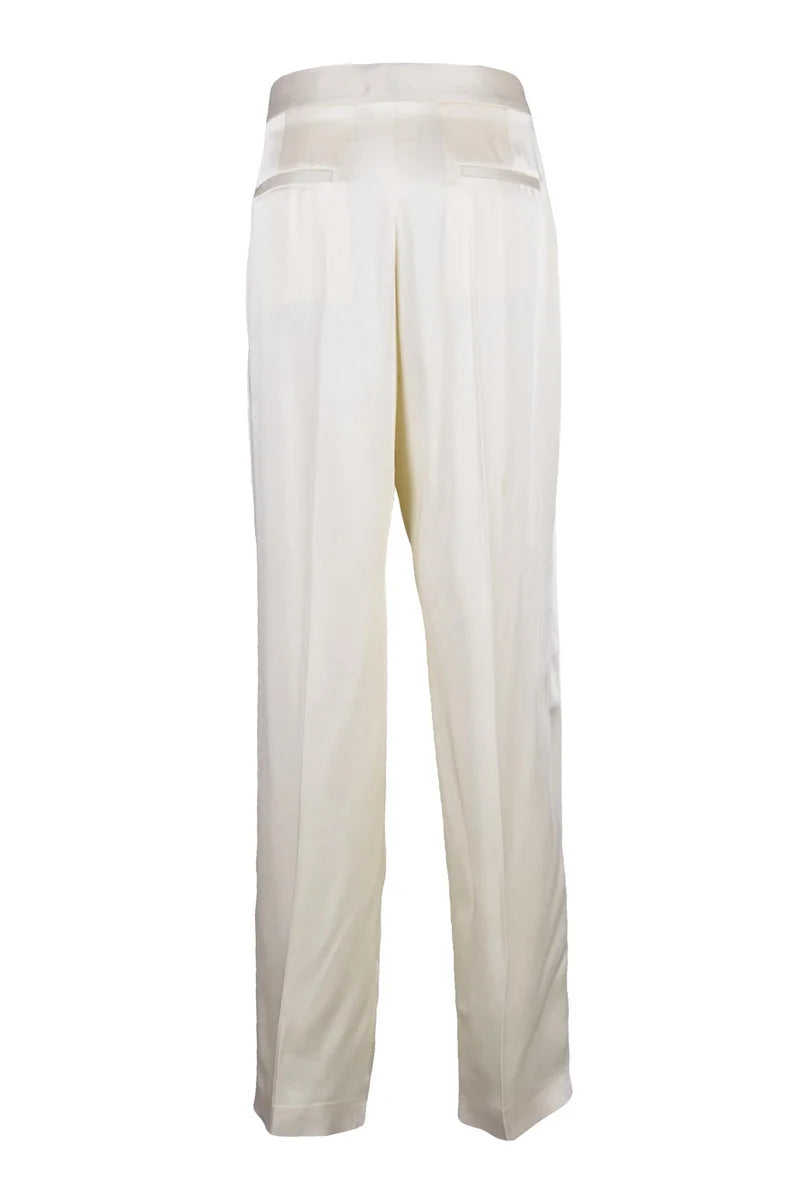Jil Sander Pantaloni Satin Gamba Dritta - Bianco