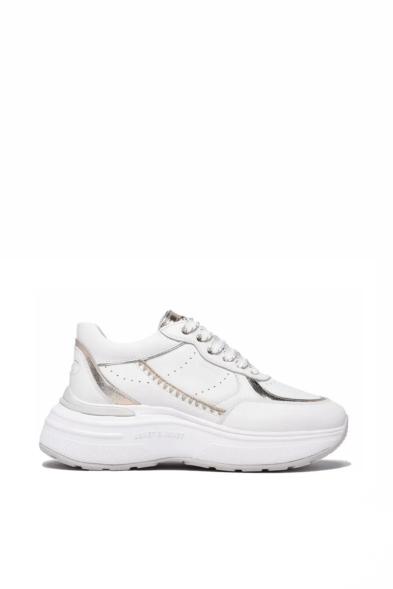 Janet & Janet Sneakers White/Gold Pelle