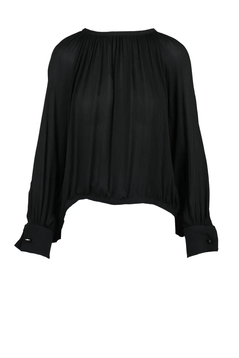 Max Mara Blusa in Seta Crepe - Nero