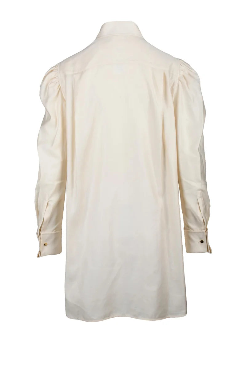 Max Mara Camicia Faraday Cotone Manica Sbuffo - Bianco