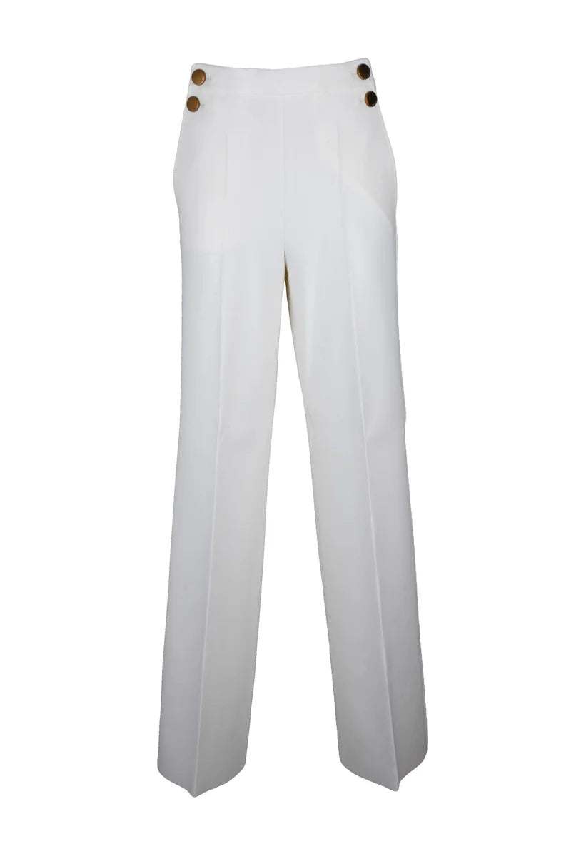 Max Mara Pantalone Polonia Vita Alta - Bianco