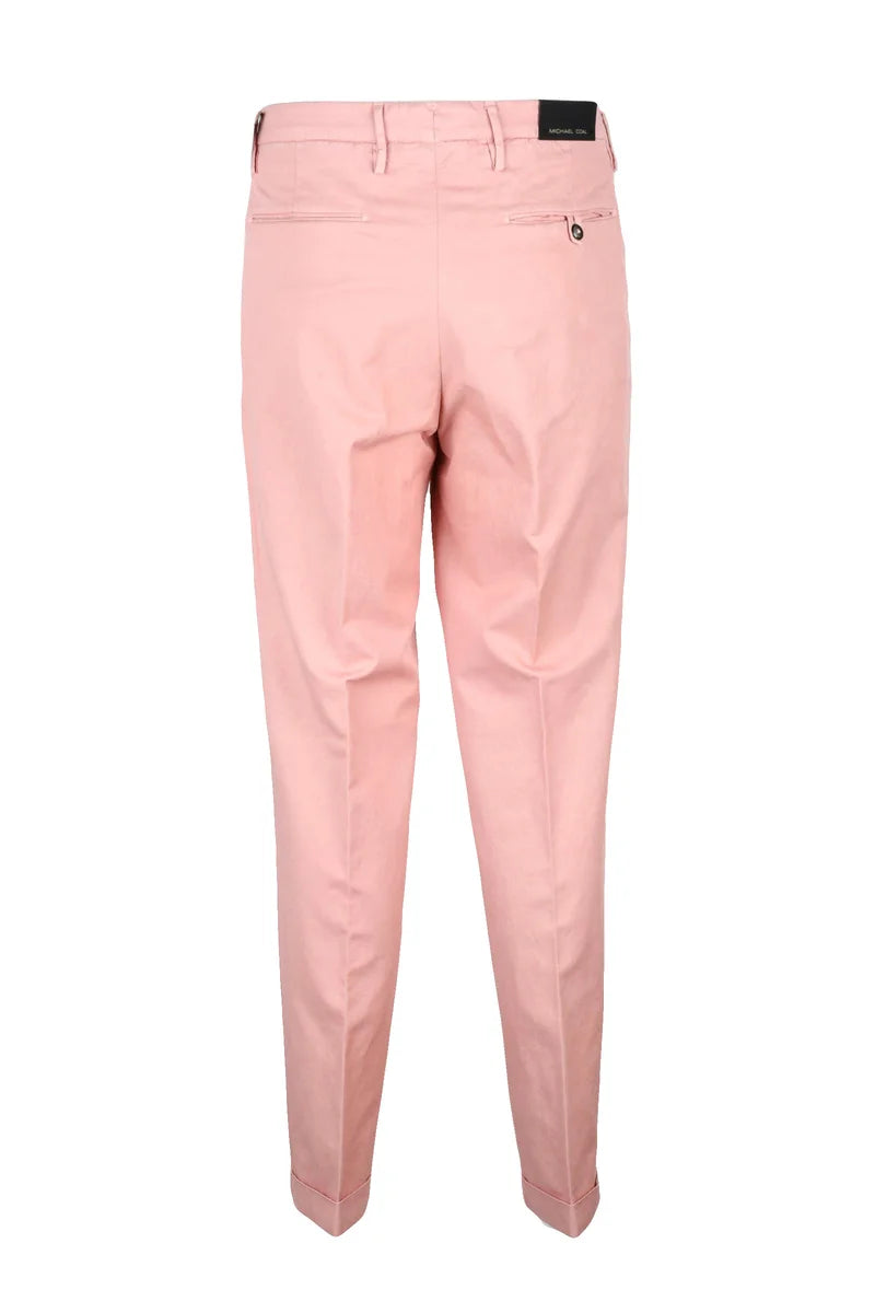 Michael Coal Cotton Linen Stretch Trousers - Pink