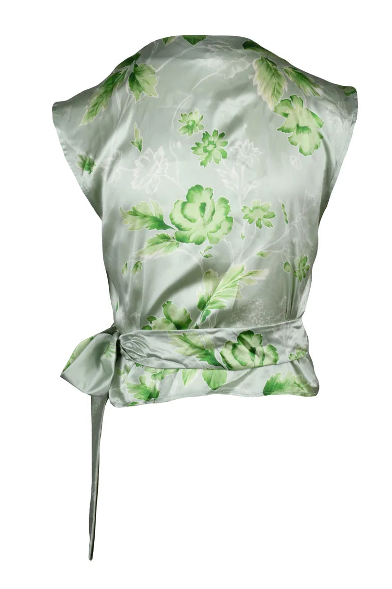 Marella Top in Seta Satin Incrociato - Verde
