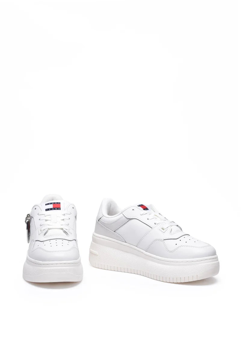 Tommy Jeans Sneakers Retro Basket Flatform - Bianco