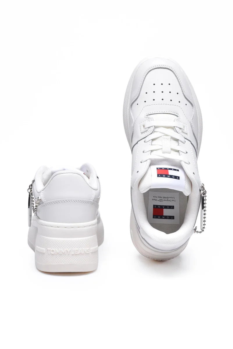 Tommy Jeans Sneakers Retro Basket Flatform - Bianco