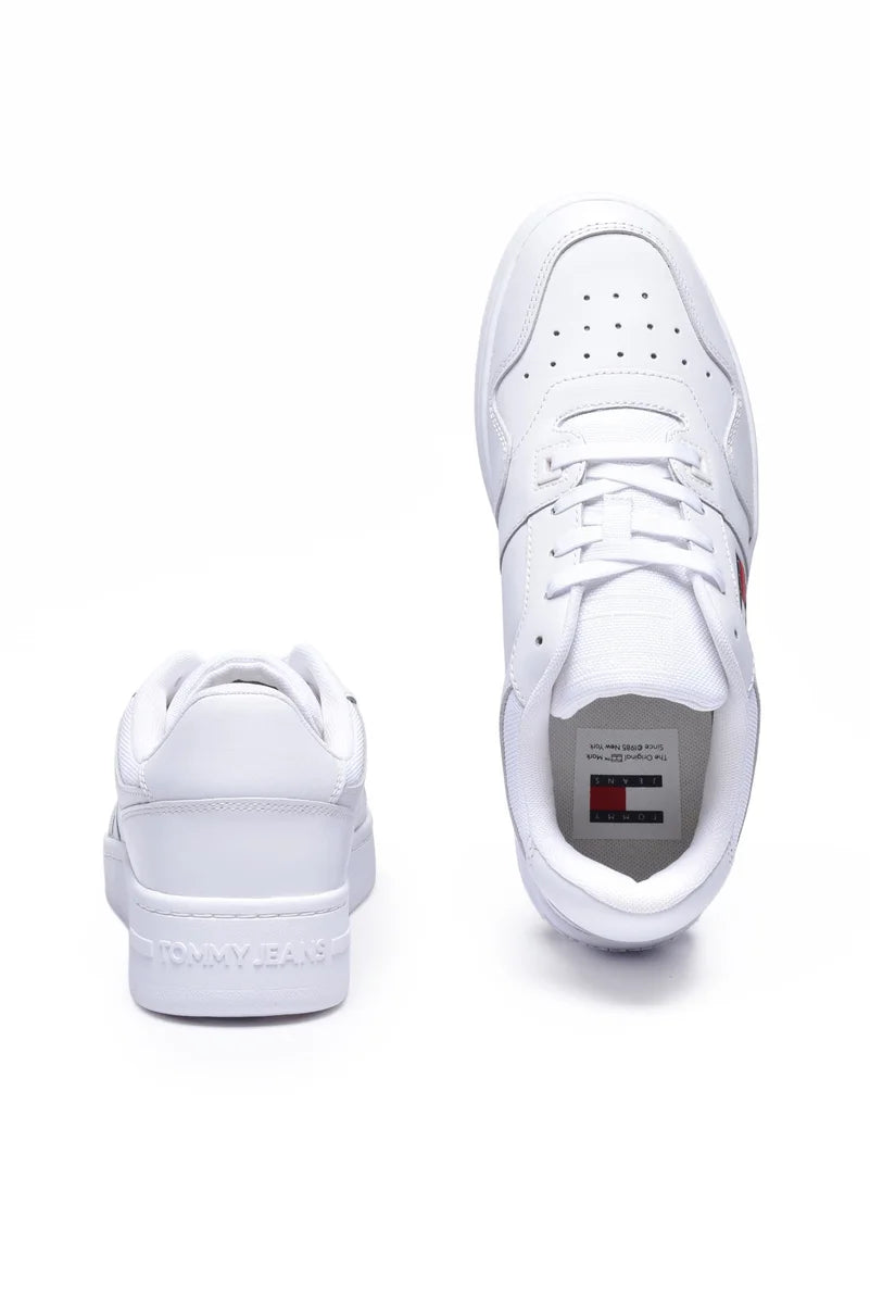 Tommy Jeans Sneakers Retro Basket Ess Pelle - Bianco