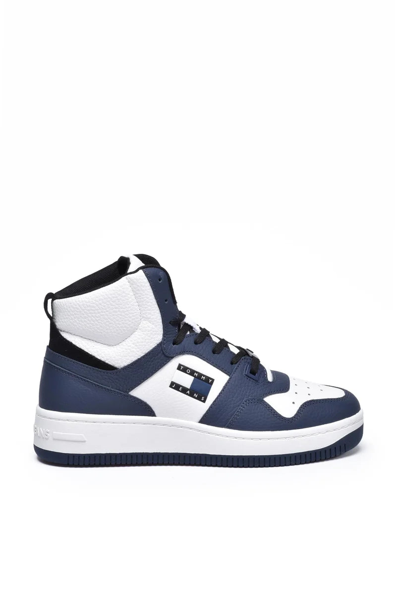 Tommy Jeans Sneakers Retro Basket Mid - Bianco/Blu