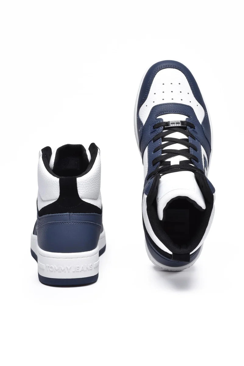 Tommy Jeans Sneakers Retro Basket Mid - Bianco/Blu
