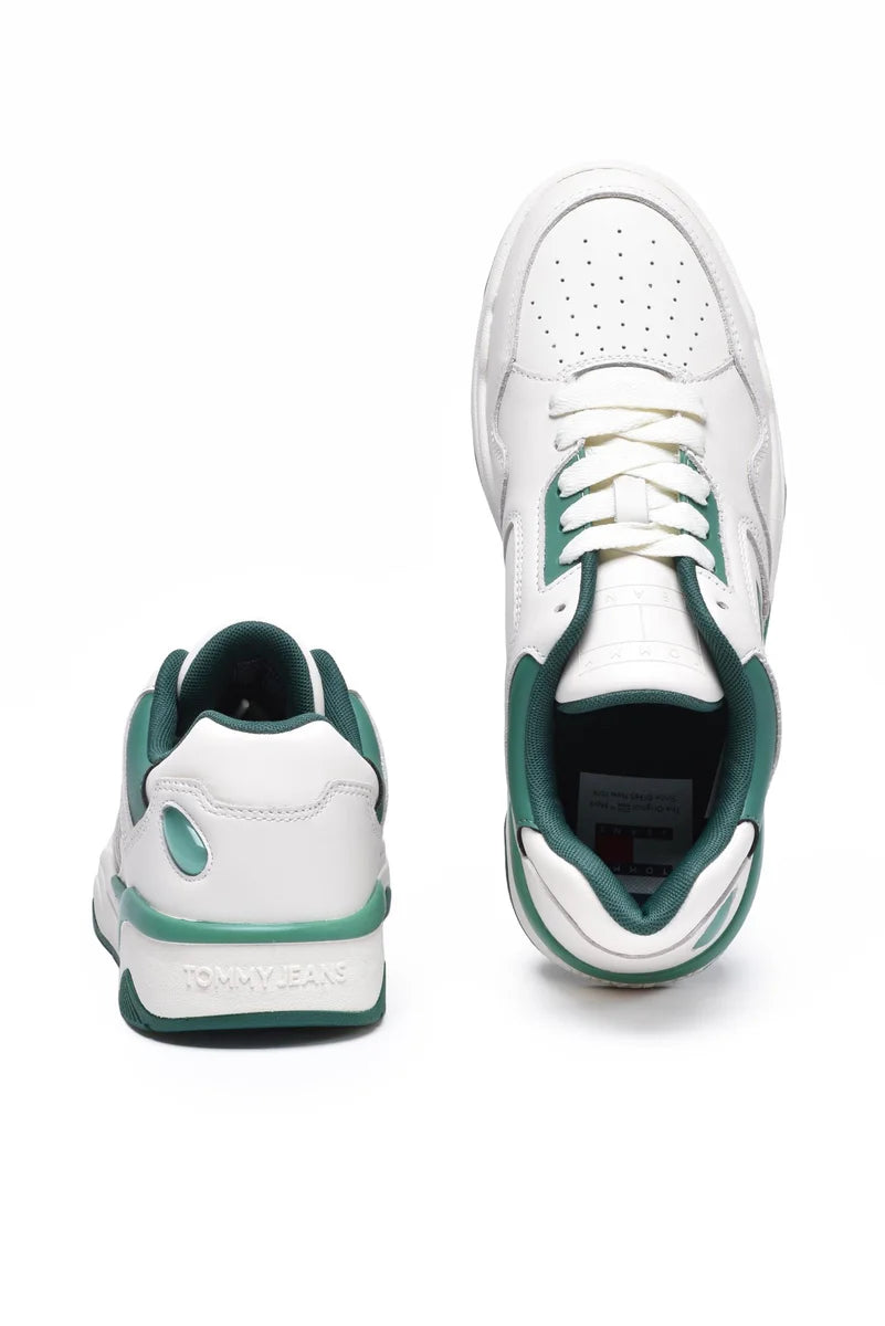 Tommy Jeans Leather Sneakers - White/Green