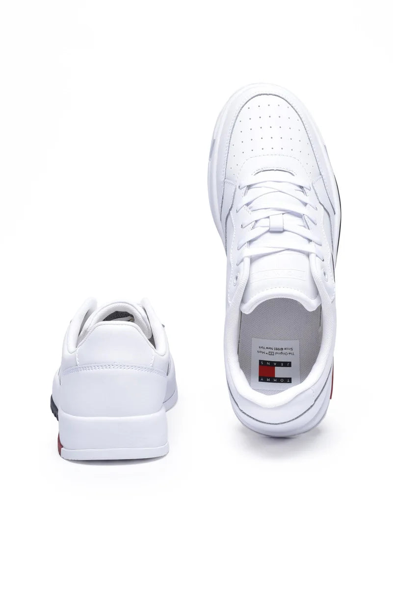 Tommy Jeans Sneakers Retro Ess Pelle Gomma - Bianco