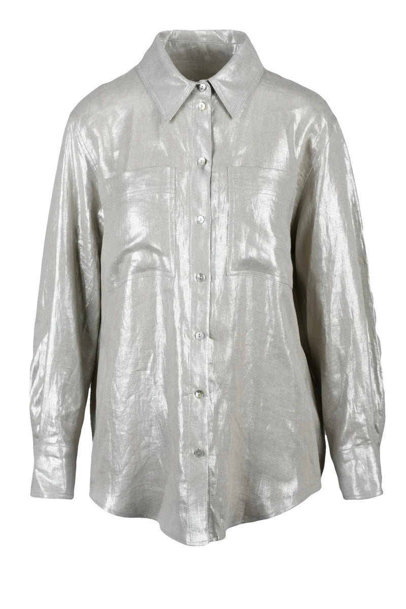 Marella Sport Camicia Lino - Argento
