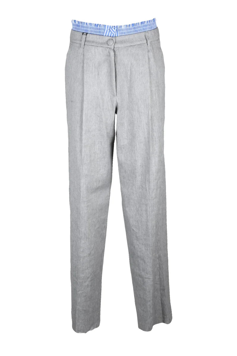 Marella Sport Pantalone Lino Stretch - Grigio