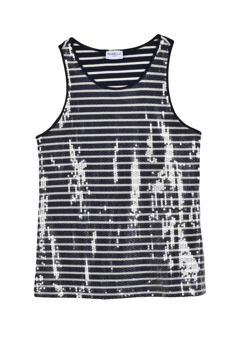 Marella Sport Top in Cotone Bicolore - Blu/Bianco