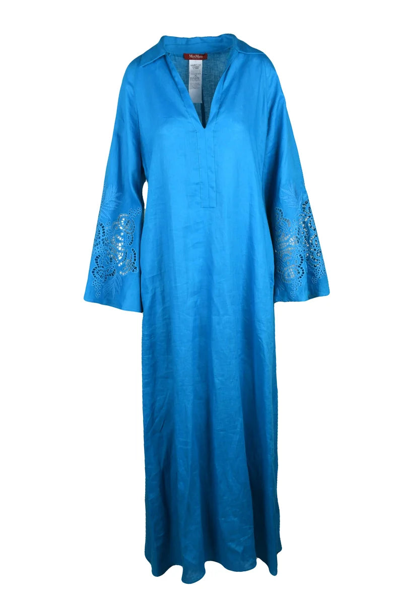 Max Mara Studio Sangallo Embroidery Kaftan Dress - Turquoise