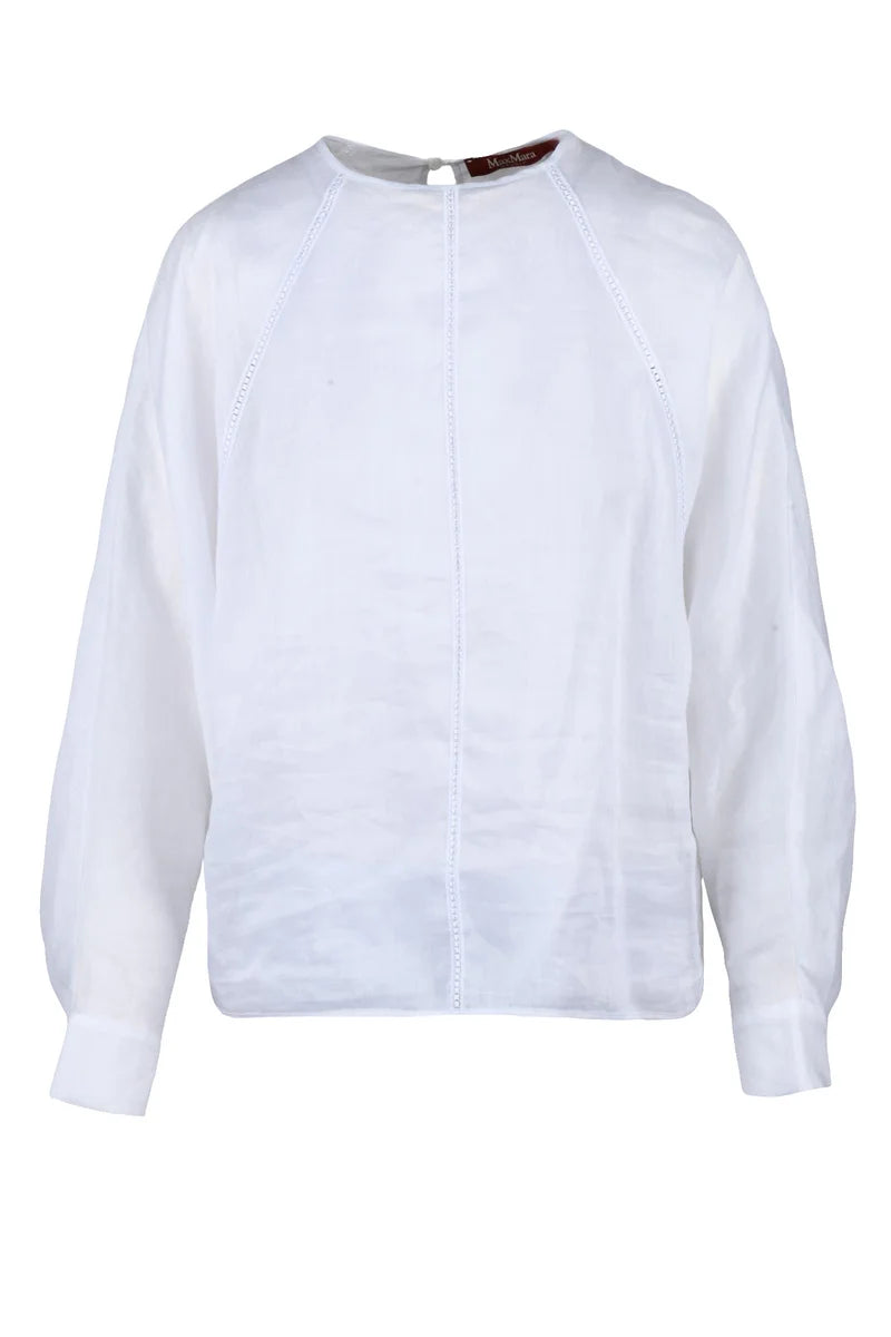Max Mara Studio Blusa Garzata Edile Ramie - Bianco