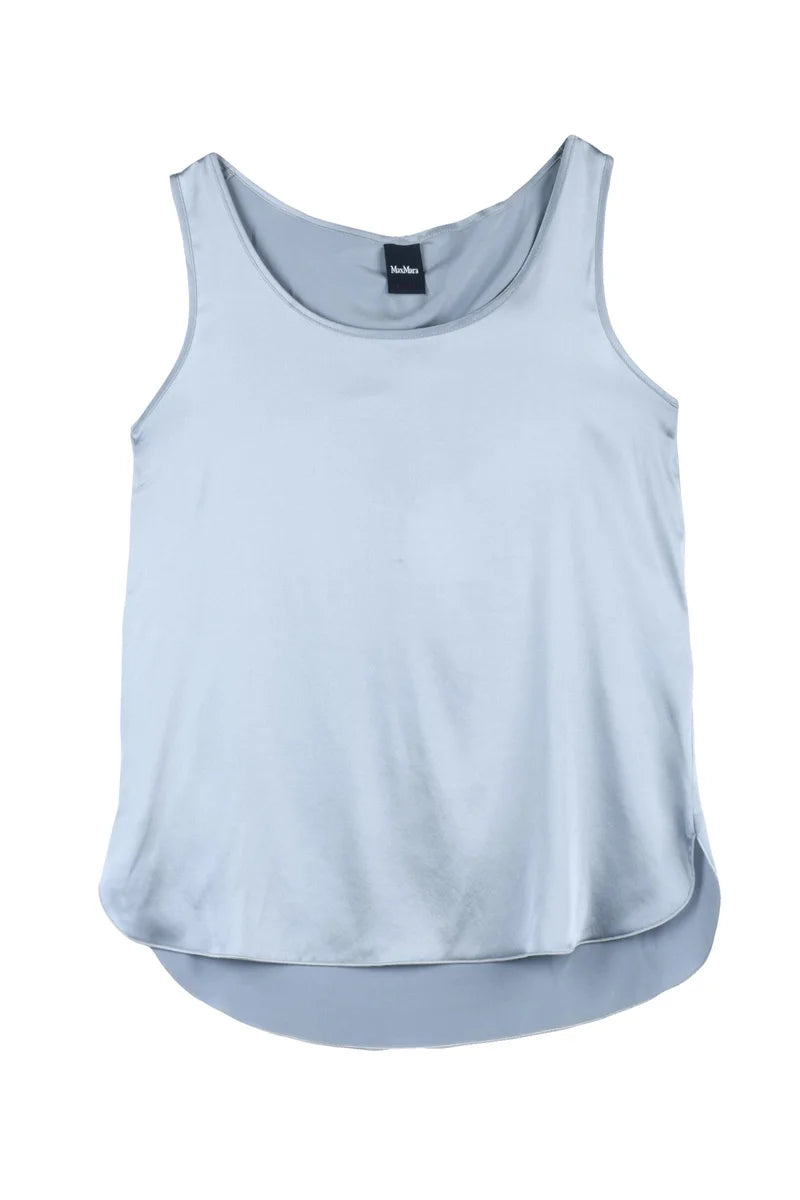 Max Mara Leisure Top in Satin di Seta Stretch - Carta Zucchero