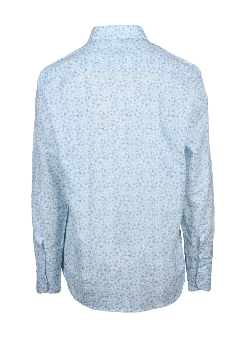 Mariano Napoli Linen/Cotton Shirt - White/Sky Blue