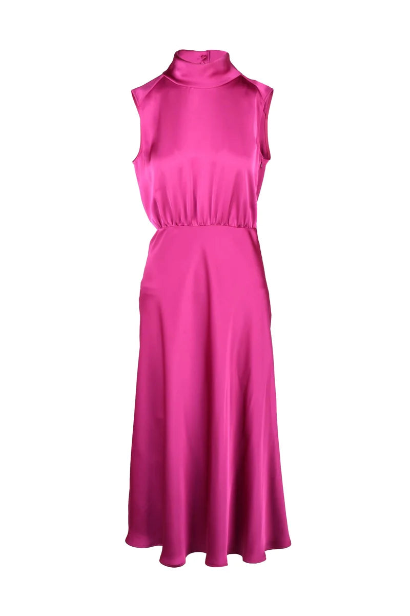 Pennyblack Abito Lungo Satin Poliestere - Fucsia