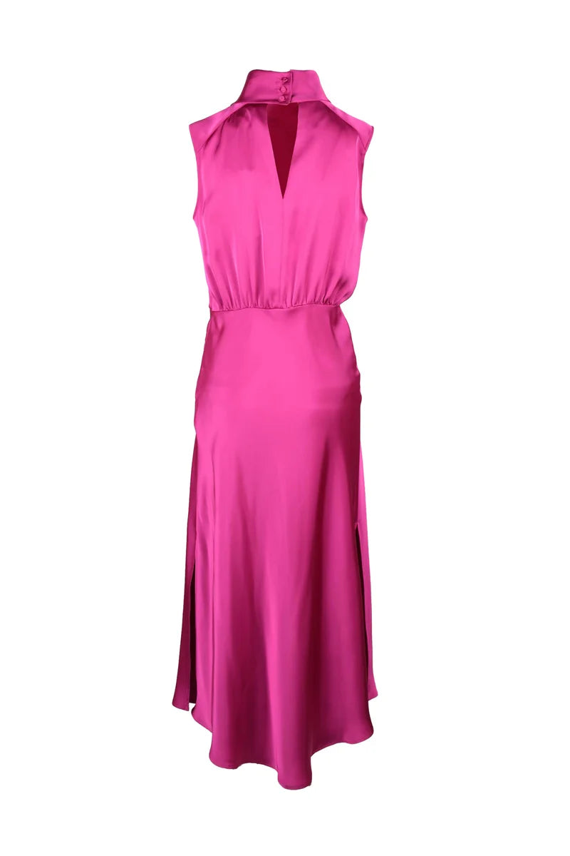 Pennyblack Abito Lungo Satin Poliestere - Fucsia