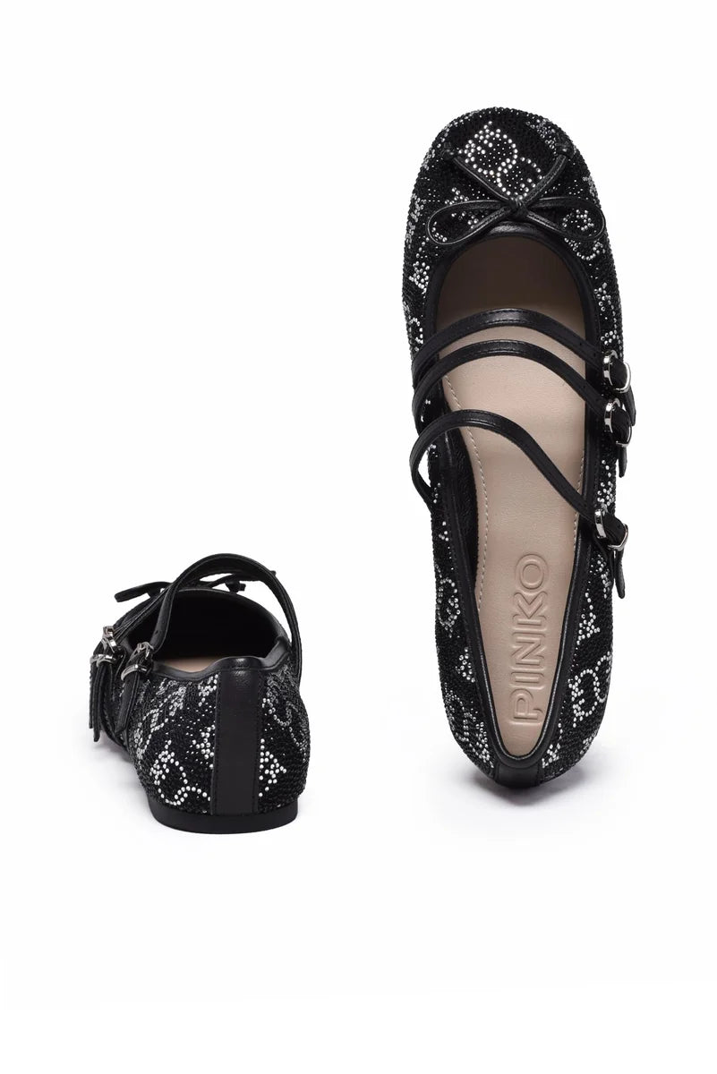 Pinko Ballerine Paillettes - Nero/Argento