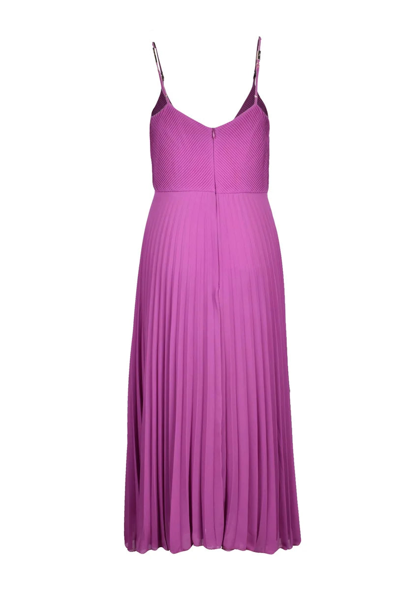 Patrizia Pepe Pleated Purple Long Dress