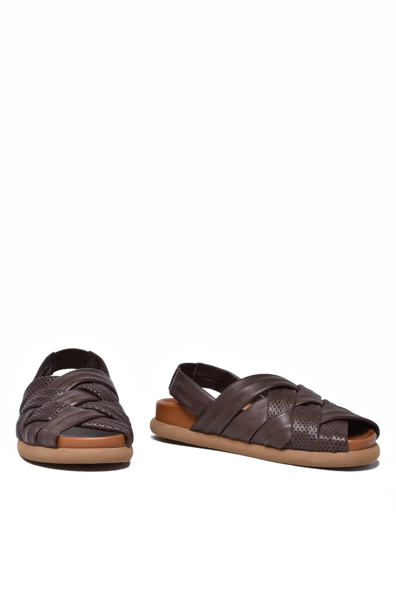 Patrizia Bonfanti Sandalo Intrecciato Marrone