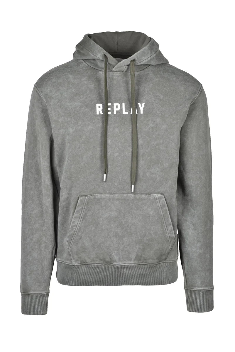 Replay Felpa con Cappuccio - Verde Militare