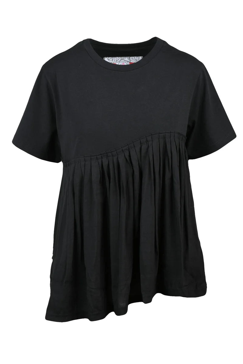 Rose A Pois T-shirt Cotone Elastan - Nero
