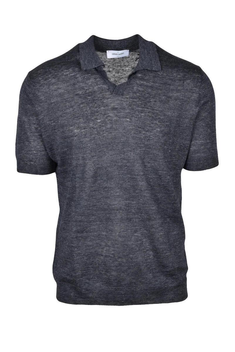 Gran Sasso Polo in Maglia Lino - Grigio