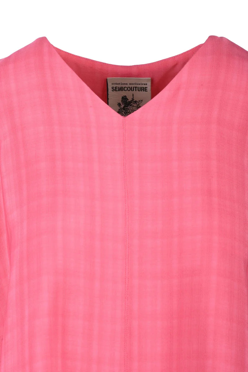 Semicouture Top Svasato in Viscosa - Rosa
