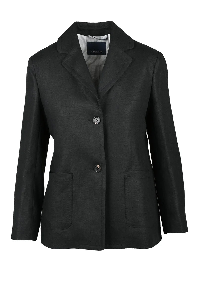 's Max Mara Giacca Lino Dritta - Nero