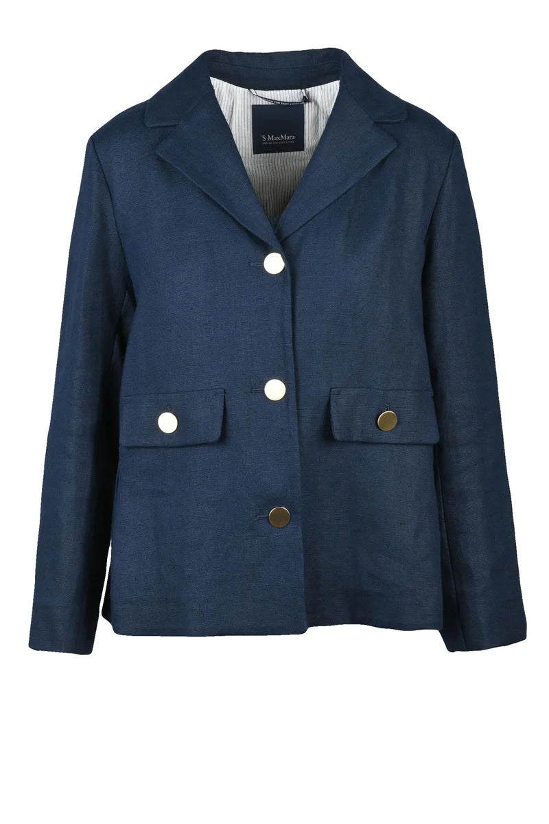 's Max Mara Giacca Lino Dritta - Blu