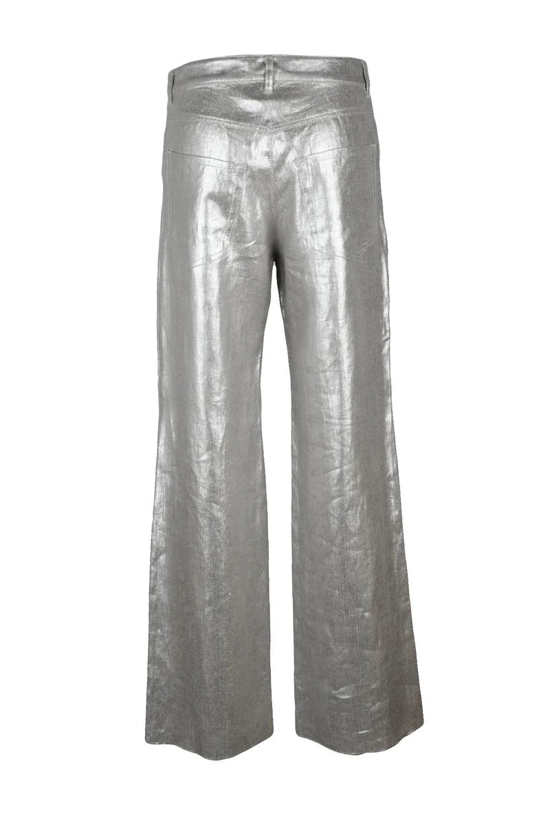 's Max Mara Wide Leg Linen Trousers - Gold