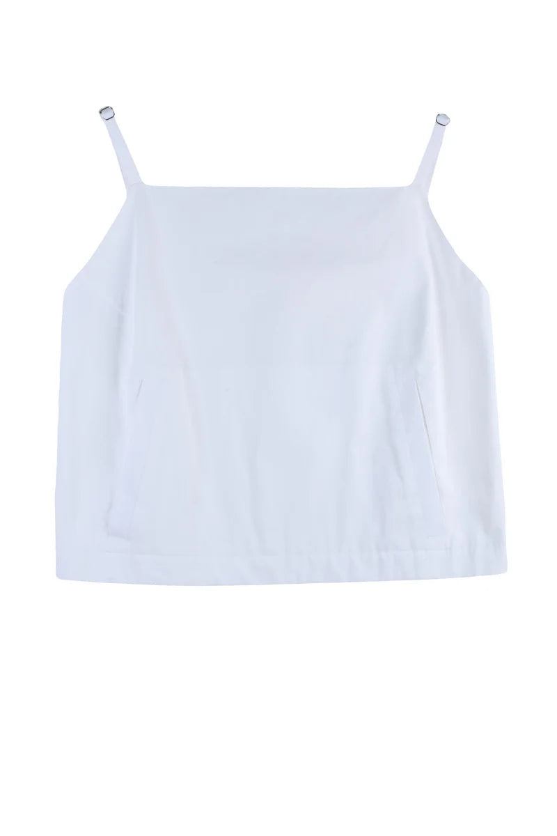 Sportmax Top Corto in Cotone con Cerniera - Bianco